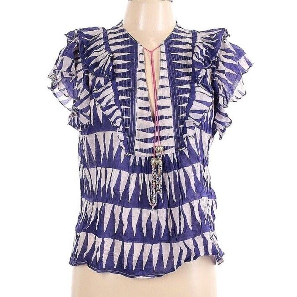 Womens Alicia Bell Kiara Top Aztec Flutter Blue Purple White Size Large